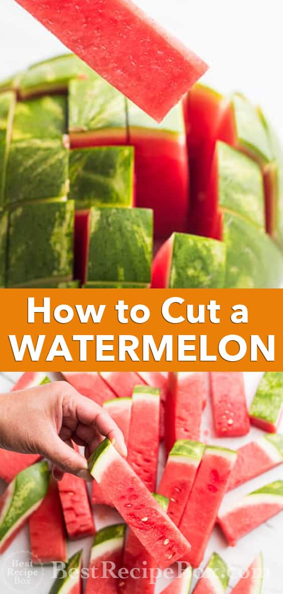 How to Cut Watermelon into Stick for Easy Eating Watermelon Salads | @bestrecipebox