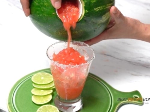 Pouring watermelon margarita