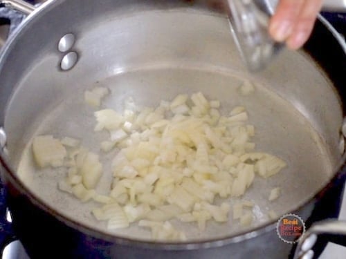 Onions cooking in pot