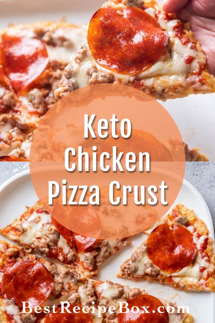 keto chicken crust pizza collage