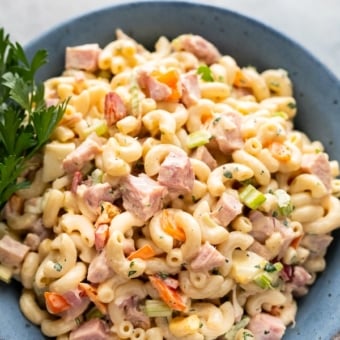 Classic Macaroni Salad Recipe with Ham Quick and Easy - BestRecipebox.com