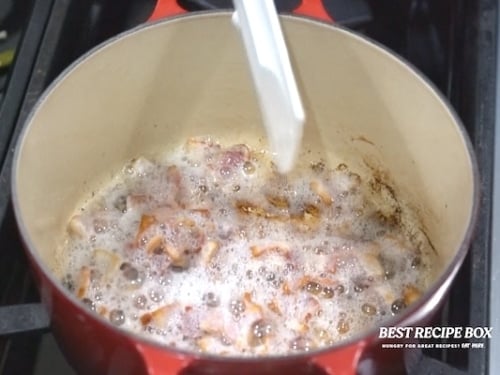 Cooking bacon in pot
