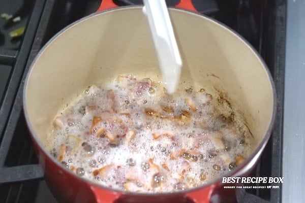 Cooking bacon in pot