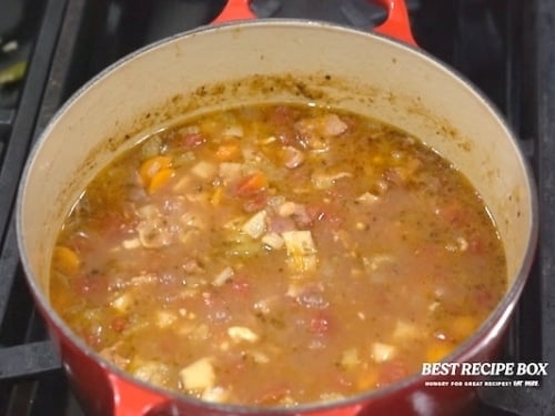 Pot of soup simmering