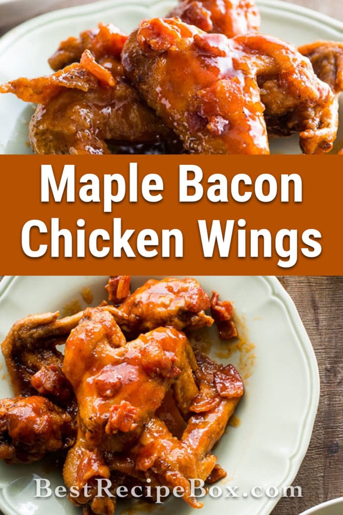 Awesome Sticky Maple Bacon Bourbon Chicken Wings | @BestRecipeBox