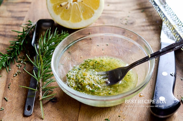 Meyer lemon and rosemary rub in a bowl