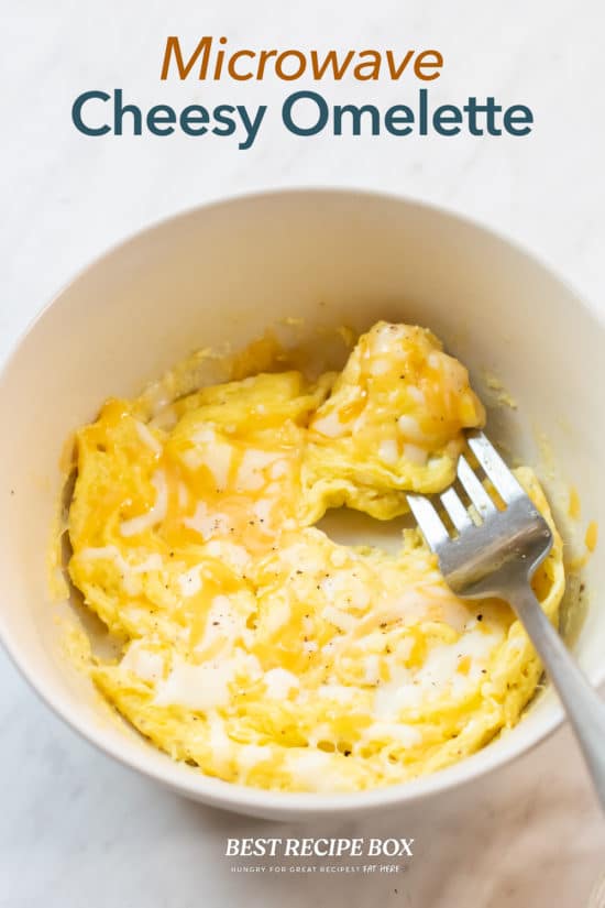 Microwave Omelette Recipe in Bowl or Mug with fork