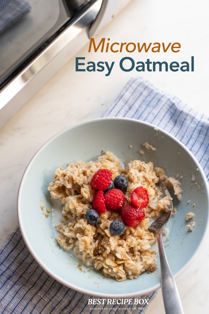 Microwave Oatmeal Recipe in bowl with spoon