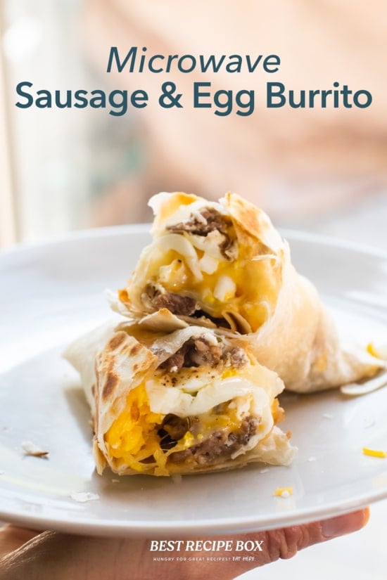 Microwave Breakfast Burrito Recipe on a plate