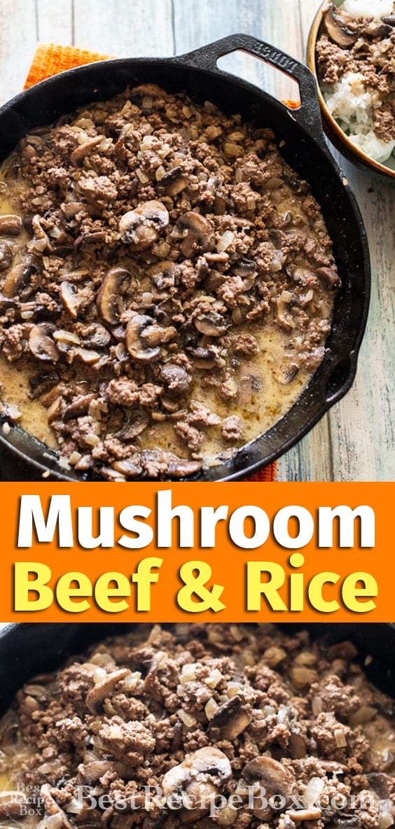 Mushroom Beef and Rice Recipe with Beef and Mushrooms Recipe on rice | @bestrecipebox