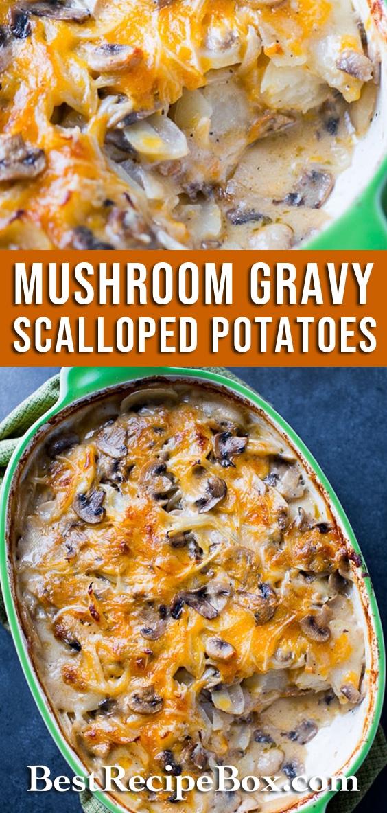 Mushroom Gravy Scalloped Potatoes Recipe @bestrecipebox