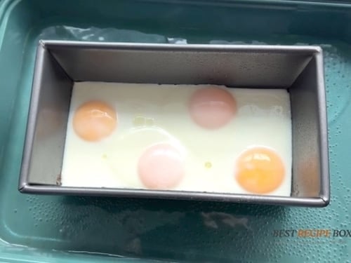 Cooked eggs in loaf pan