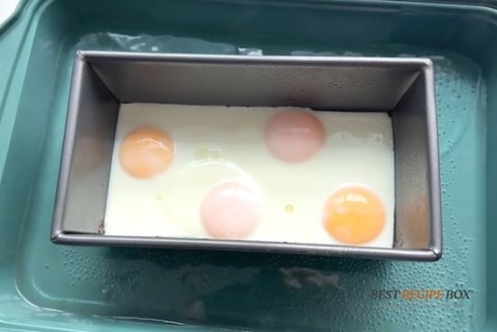 Cooked eggs in loaf pan