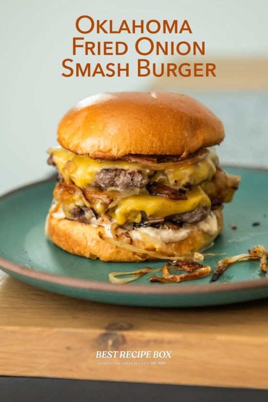 oklahoma onion burger on plate double patty
