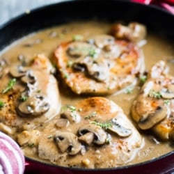 One Pot Pork Chops Mushroom Sauce Recipe | @bestrecipebox