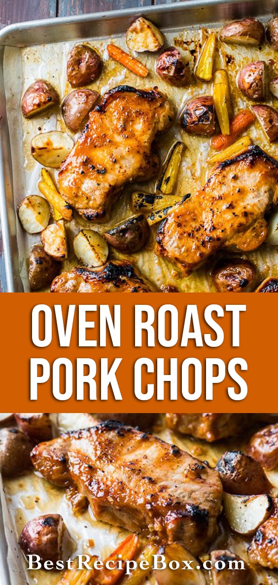 Oven Roast Pork Chops Recipe with Garlic Sauce | @bestrecipebox