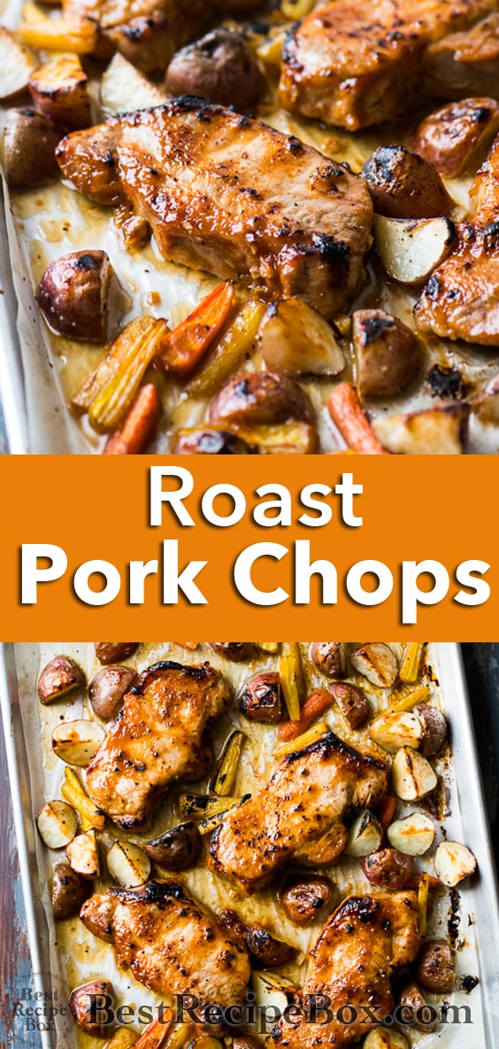 Oven Roast Pork Chops Recipe with Garlic Sauce | @bestrecipebox