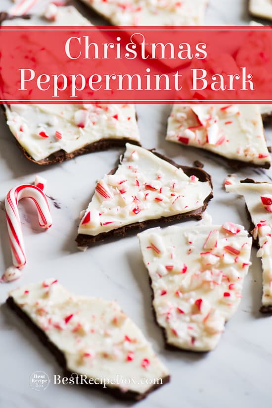 Chocolate Peppermint Bark with crushed candy canes