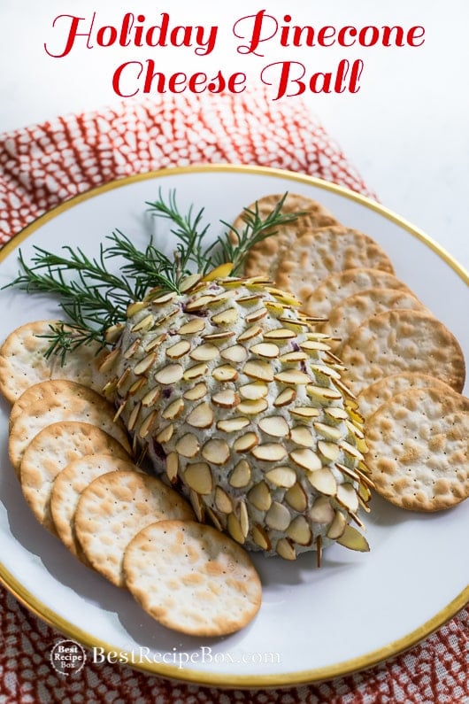 Pinecone Cheese Ball on plate