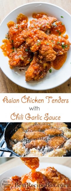 Juicy chicken strips or chicken tenders recipe with Garlic Chili Sauce | @bestreciepbox