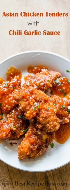 Juicy chicken strips or chicken tenders recipe with Garlic Chili Sauce | @bestreciepbox