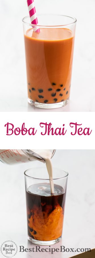 Boba Thai Tea Recipe or Bubble Thai tea Recipe refreshing sweet drink! @bestrecipebox