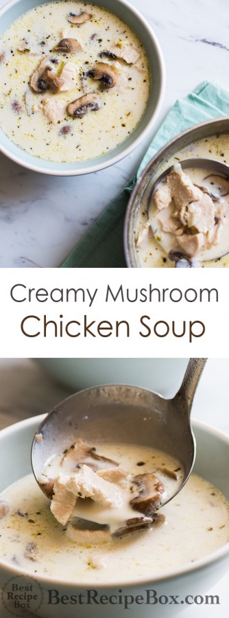 Creamy Chicken Mushroom Soup Recipe that's Quick and Easy by BestRecipeBox.com | @bestrecipebox