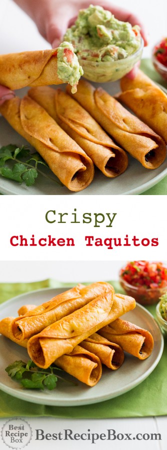 Easy Crispy Chicken Taquitos recipe or Rolled Chicken Tacos | @bestreicpebox