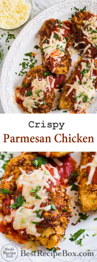 Super Easy Crispy Chicken Parmesan Recipe that's Juicy and Delicious! | @bestrecipebox