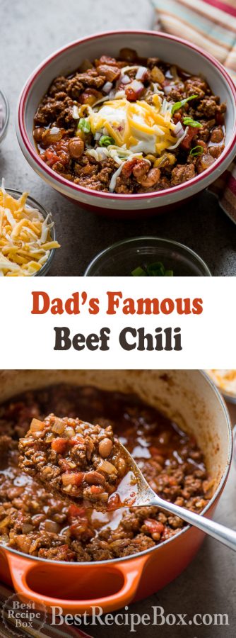 Instant Pot Beef Chili Recipe in Pressure Cooker or Slow Cooker | @bestrecipebox