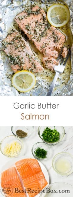 Baked Garlic Butter Salmon Recipe With Lemon In Foil