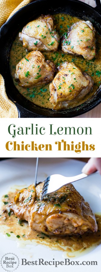 Creamy Garlic Chicken Lemon Chicken Thighs is Delicious and Easy | @bestrecipebox