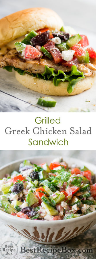 Grilled Greek Chicken Salad Sandwich Recipe @BestRecipeBox