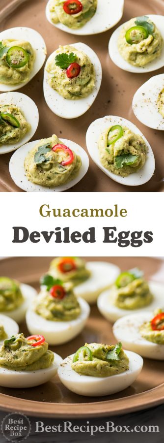 Guacamole Deviled Eggs Recipe with Avocado for Easter or Cinco de Mayo @bestrecipebox