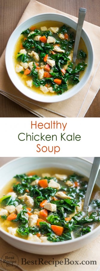 Healthy Chicken Soup Recipe with Tons of Kale and loaded with flavor | @bestrecipebox