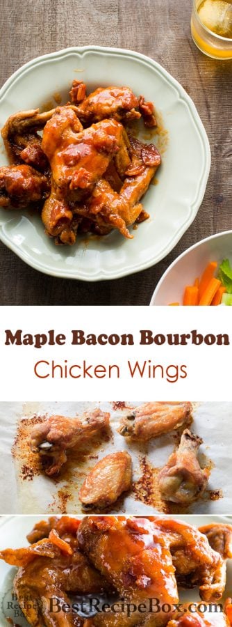 Awesome Sticky Maple Bacon Bourbon Chicken Wings | @BestRecipeBox