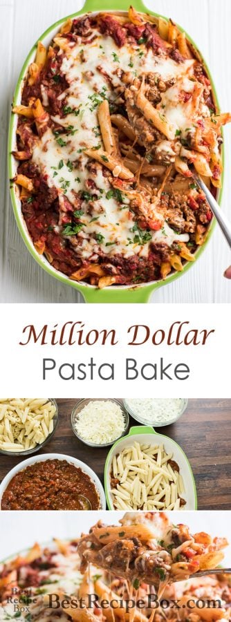 Million Dollar Pasta Bake Recipe with Cheesy Meat Sauce | @bestrecipebox