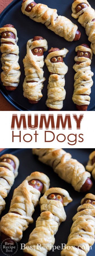 Halloween Mummy Hot Dogs Recipe that Kids Love! | @bestrecipebox