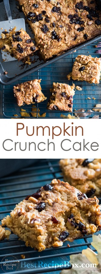 Amazing Pumpkin Crunch Cake Bars Recipe | @BestRecipeBox