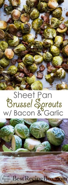 One Pan Sheet Pan Brussels Sprouts Recipe with Bacon and Garlic | @bestrecipebox