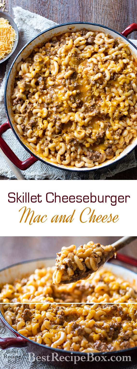 Skillet Cheeseburger Macaroni and Cheese recipe @bestrecipebox