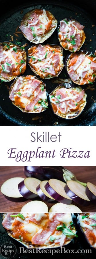 Low Carb Eggplant Pizza Recipe in a Skillet. Delicious without the starch! | @bestrecipebox