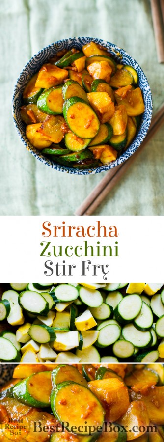 Easy Sriracha Zucchini Stir Fry Recipe- Dinner in less than 30 minutes from BestRecipeBox.com