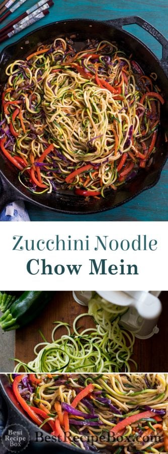 Zucchini Noodles Chow Mein Recipe Healthy and Low Carb | @bestrecipebox