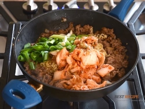 with kimchi and green onion