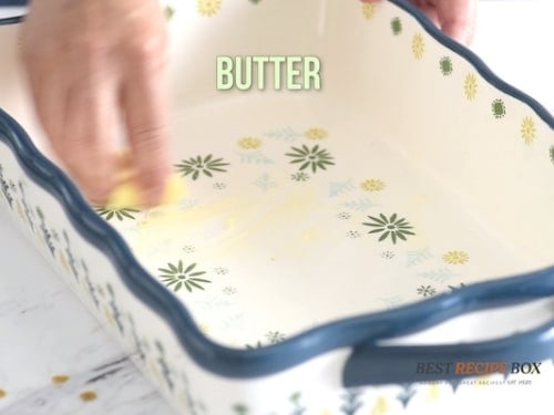 Buttering a baking dish
