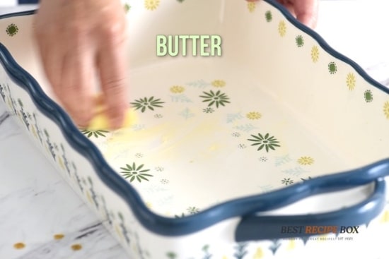 Buttering a baking dish
