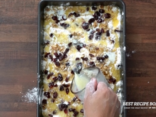 Drizzling butter on top