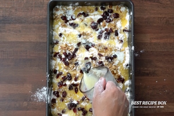 Drizzling butter on top