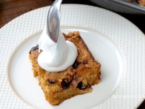 Dolloping whipped topping on bar